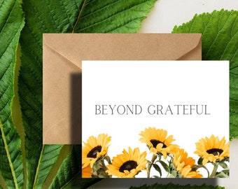 Sunflower Simple Beyond Grateful Thank You Cards Pack with Envelopes