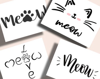 Cat Meow Greeting Card Set, Blank Note Cards with Envelopes