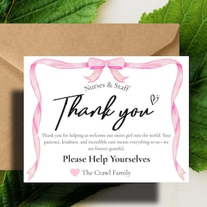 Kartka z podziękowaniami dla pielęgniarki oddziału położniczego | Podziękowania dla personelu szpitalnego dla pielęgniarki (wersja cyfrowa do pobrania)