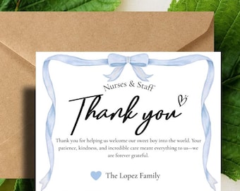 Labor & Delivery Nurse Thank You Physical Flat Cards | Hospital Staff Appreciation For Nurse with envelopes