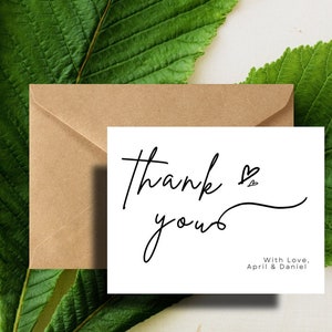 Simple Personalized Thank you Cards Pack with Envelopes