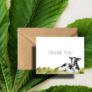 Cow Thank You Cards Pack with Envelopes