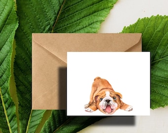 English Bulldog Card Note Card Set for dog lovers with Kraft Envelopes included