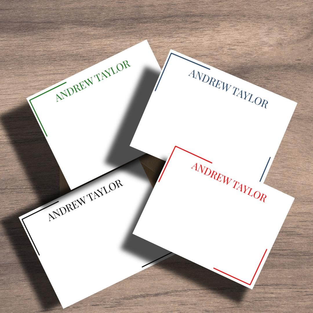 Personalized Stationary for Men, Custom Men's Name Note Cards Set ...