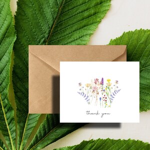Pacote de cartões de agradecimento com flores silvestres e envelopes