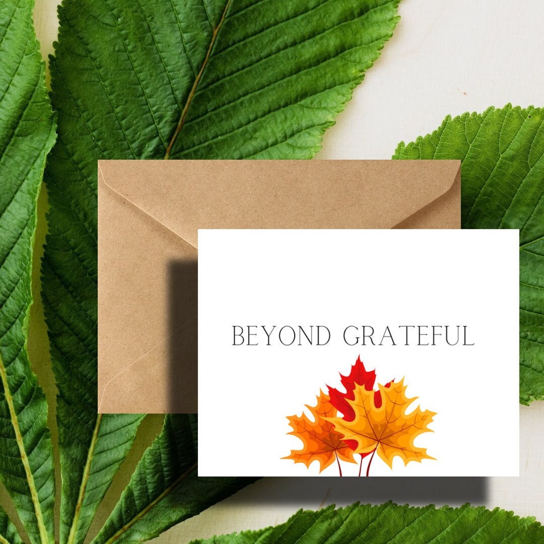 Fall Autumn Leaves Beyond Grateful Thank You Cards Pack With Kraft ...