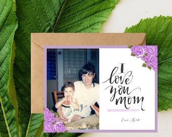 Personalized Photo Mother's Day Card: Floral Design
