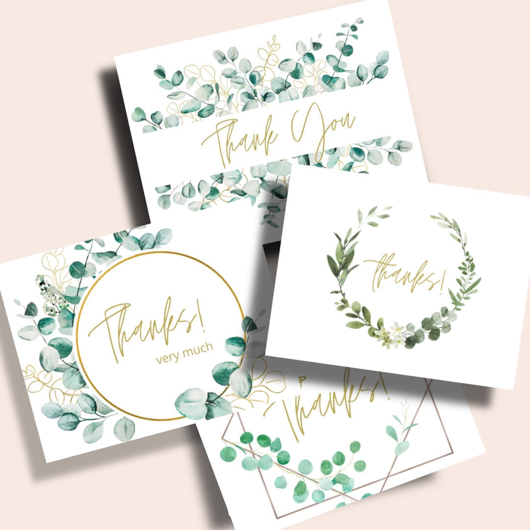 Floral Thank You Cards, Flower Card Set With Envelopes - Set of 12, 24 ...