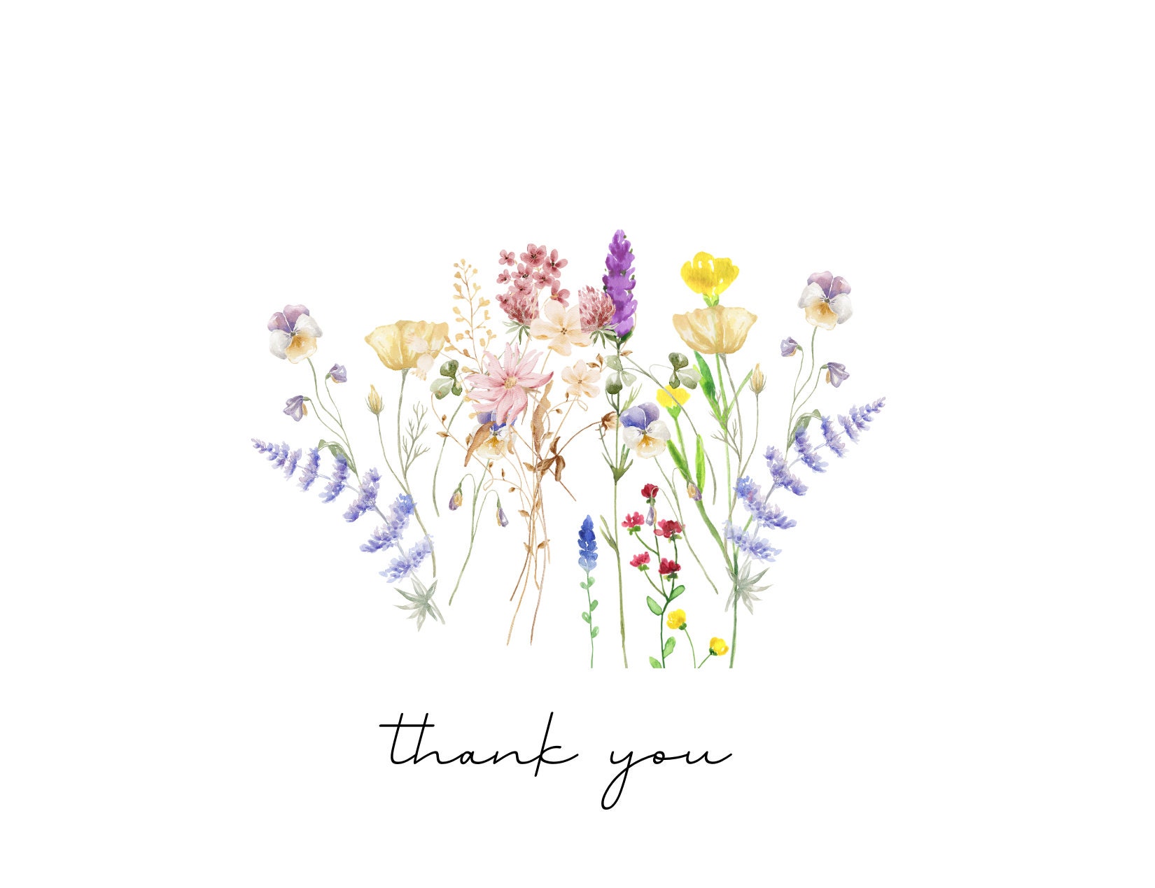 Wildflower Thank You Cards Pack With Envelopes - Etsy
