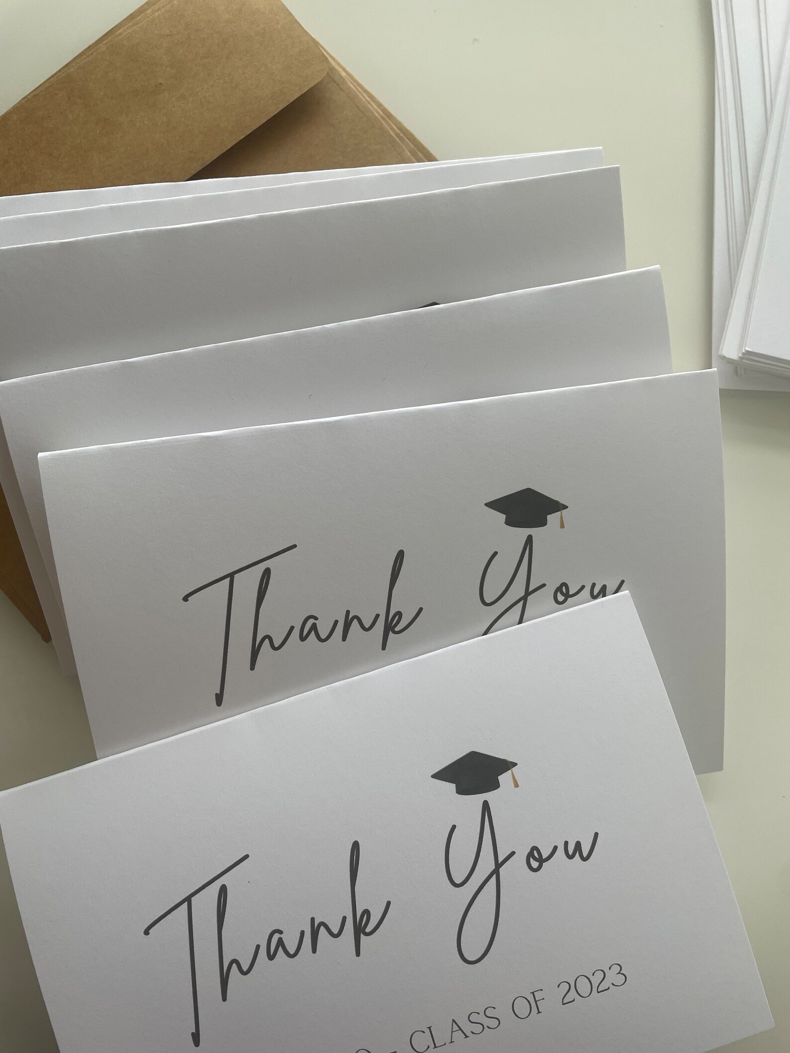 Personalized Custom Graduation Thank You Cards - Set With Kraft ...