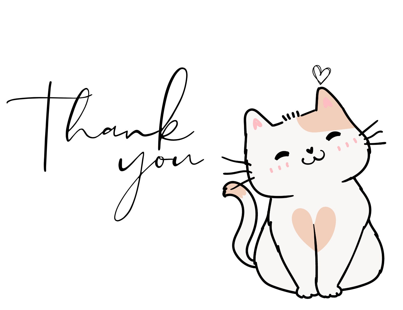 Adorable Cat Thank You Card Set, Cute Kittens Blank Note Cards With