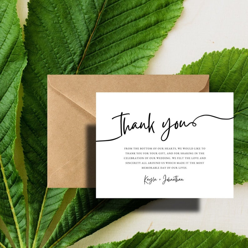 Personalized Wedding Simple Flat Thank You Cards Pack With Envelopes - Etsy