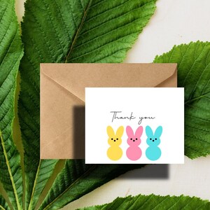 Easter Thank you cards, Easter bunny cards, Cute Easter note cards - Set of 12, 24, 36 or 48  Greeting Cards With Envelopes