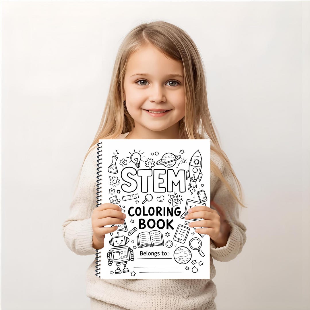 STEM Activity Coloring Book for Kids, 14 Pages of STEM Illustrations ...