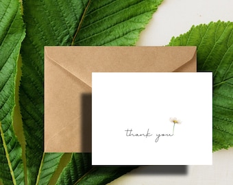 Simple Wildflower Thank you Cards Pack with Envelopes