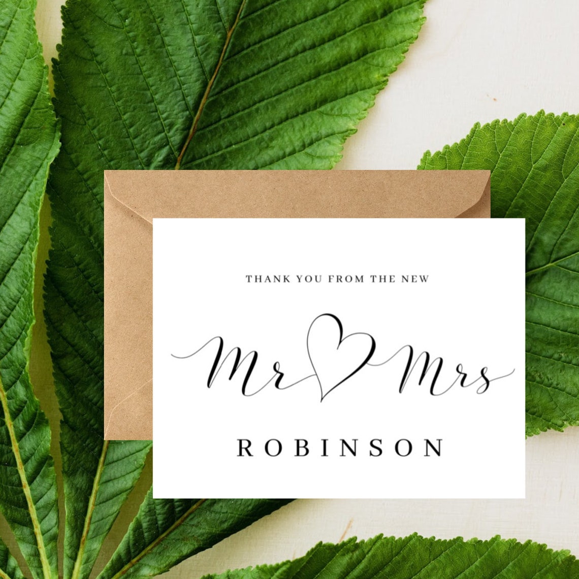 Personalized Wedding Thank You Cards | Kraft Envelopes - Etsy