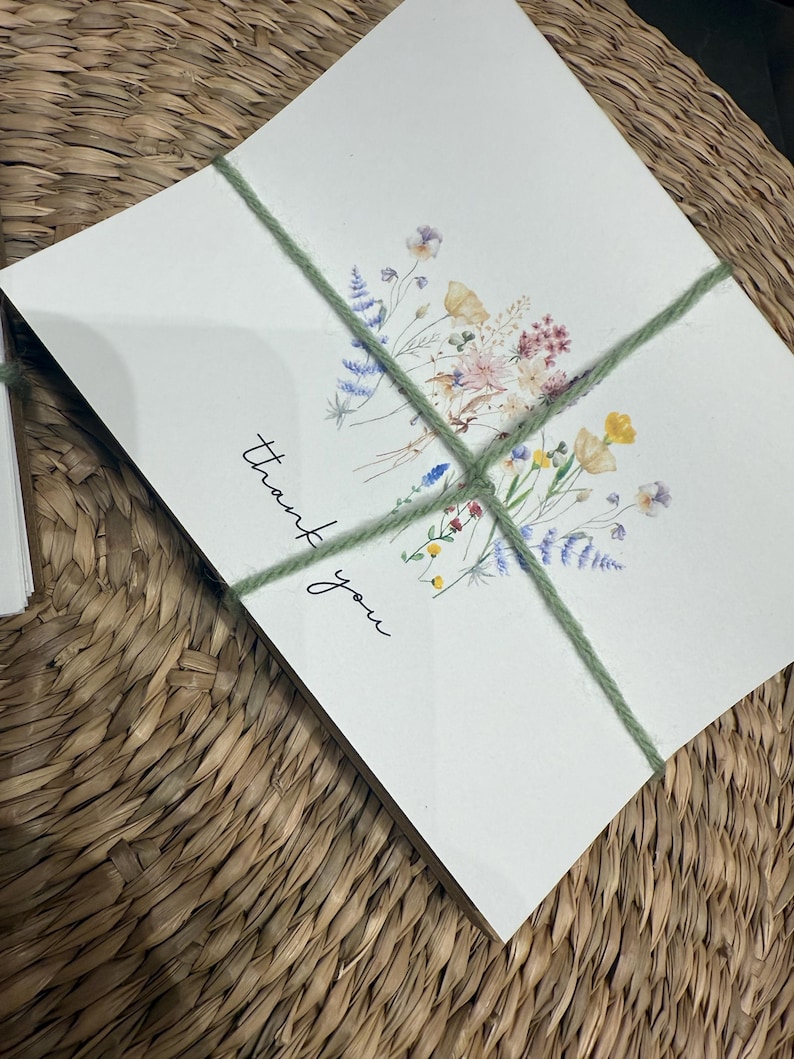 Wildflower Thank You Cards Pack With Envelopes - Etsy