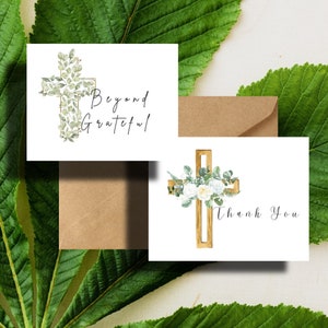 Christian Cross Note Cards Thank You Card Set with  Envelopes for Events,Business,Church Event, Pastor Bishop Preacher Gifts