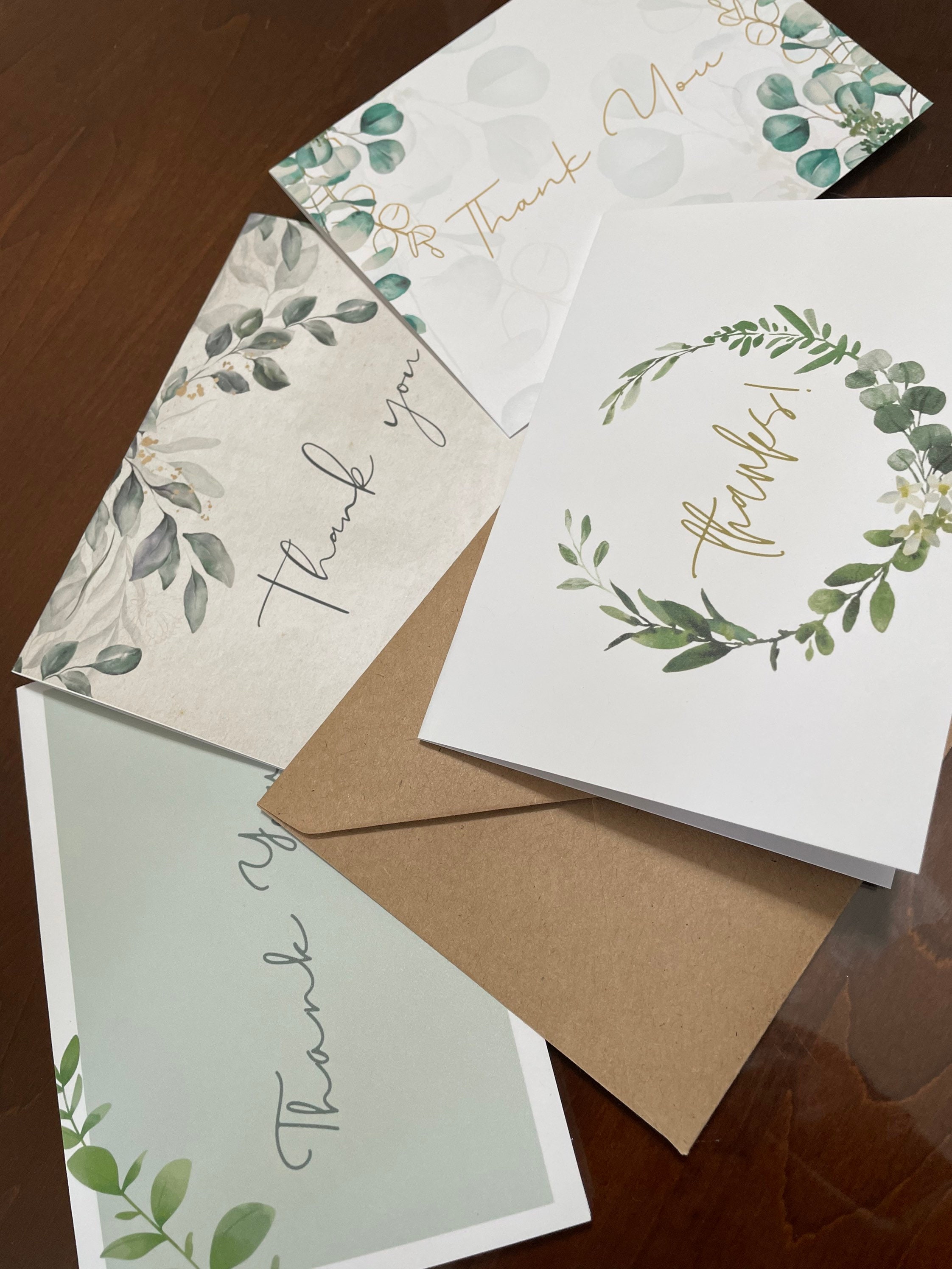 Floral Thank You Cards With Kraft Envelopes, Blank Inside (A2 Size) - Etsy
