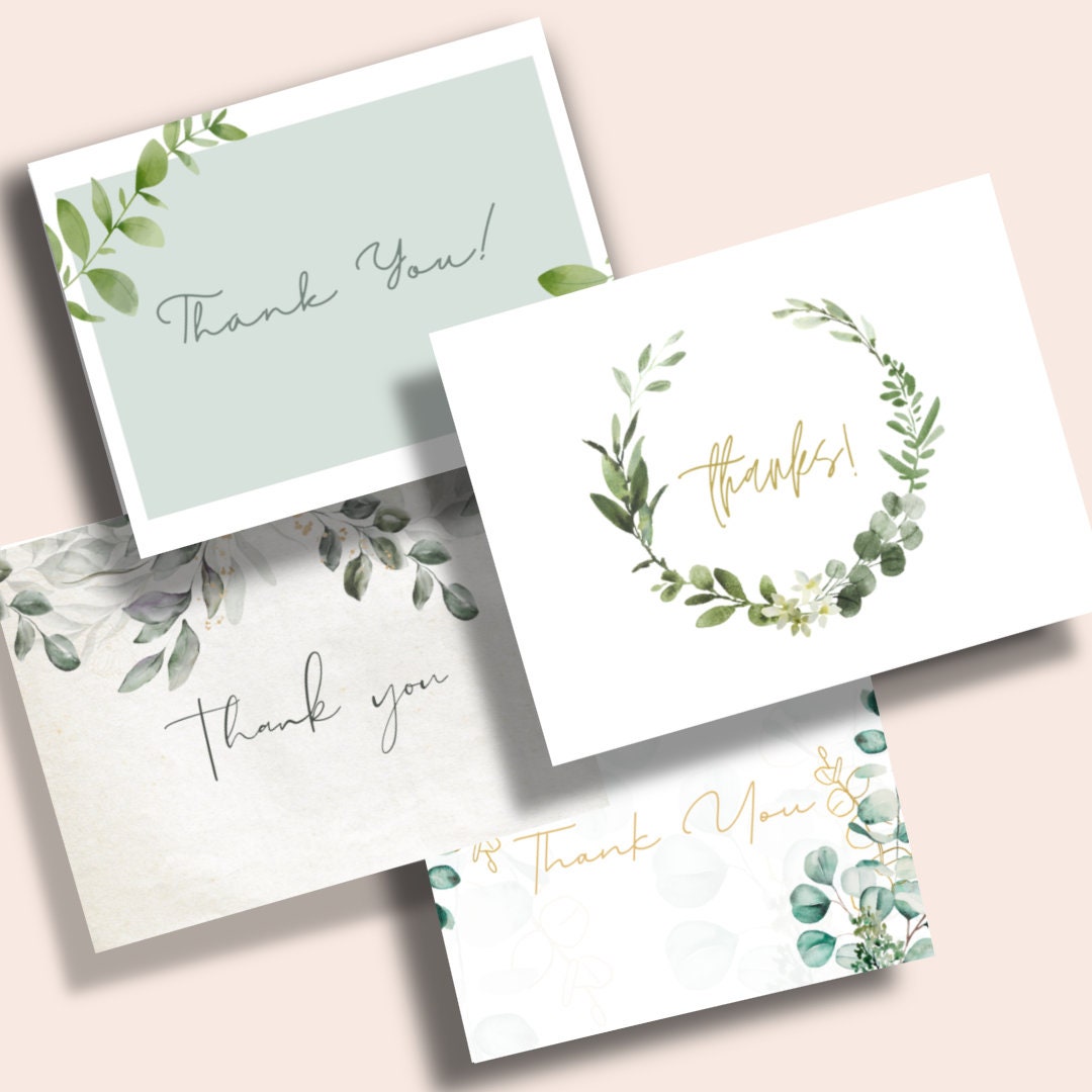 Floral Thank You Cards With Kraft Envelopes, Blank Inside (A2 Size) - Etsy