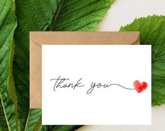 Thank You Cards with Heart Set with Quality Kraft Envelopes for Wedding,Friends,Family