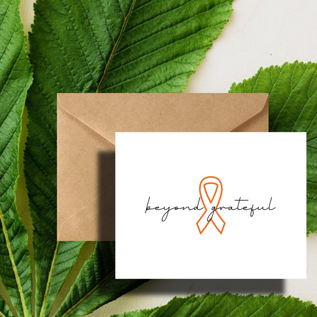 Leukemia Orange Cancer Ribbon Thank You Cards Beyond Grateful Thank You ...