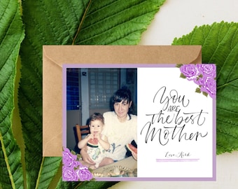 Personalized Floral Photo Mother's Day Card