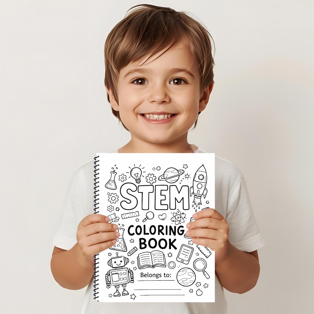 STEM Activity Coloring Book for Kids, 14 Pages of STEM Illustrations ...