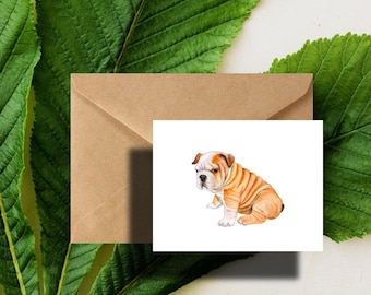 English Bulldog Card Note Card Set with Kraft Envelopes included For pet owners