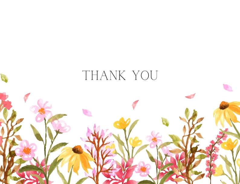 Flower Thank You Card Set Floral Greeting Cards With Envelopes Blank
