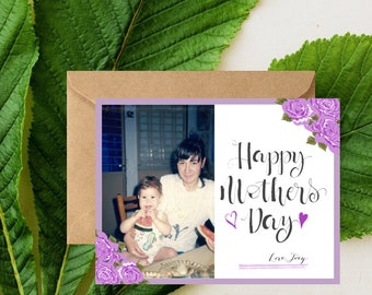 Personalized Floral Mother's Day Photo Card