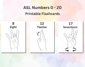 ASL Number Flashcards 0-20 | Sign Language Printable (PDF)