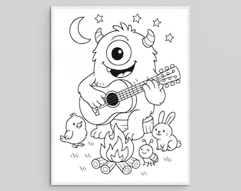 Monster Coloring Pages – 10 Designs, Kids Activity (Digital Download, PDF & PNG