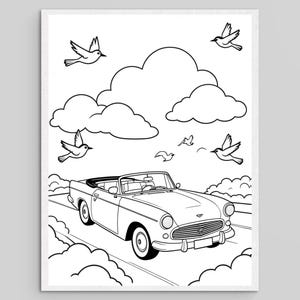 Printable Car and Truck Coloring Pages for Kids and Teens, Cartoon-Style Design, Screen-Free Activity for Home, Classrooms, and Parties