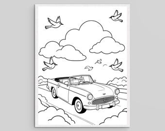 Car and Truck Coloring Pages: Cartoon Vehicle Designs (PDF Download)