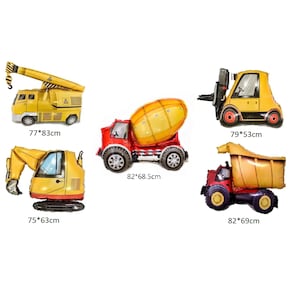 Large Truck Balloon Set Birthday décor Construction Balloons Vehicle Balloon Digger balloon