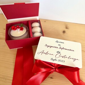 Set 10 Box Candele NON profumate con fiori secchi e tre confetti - cadeaux - battesimo, comunione, cresima, laurea, matrimonio, anniversario