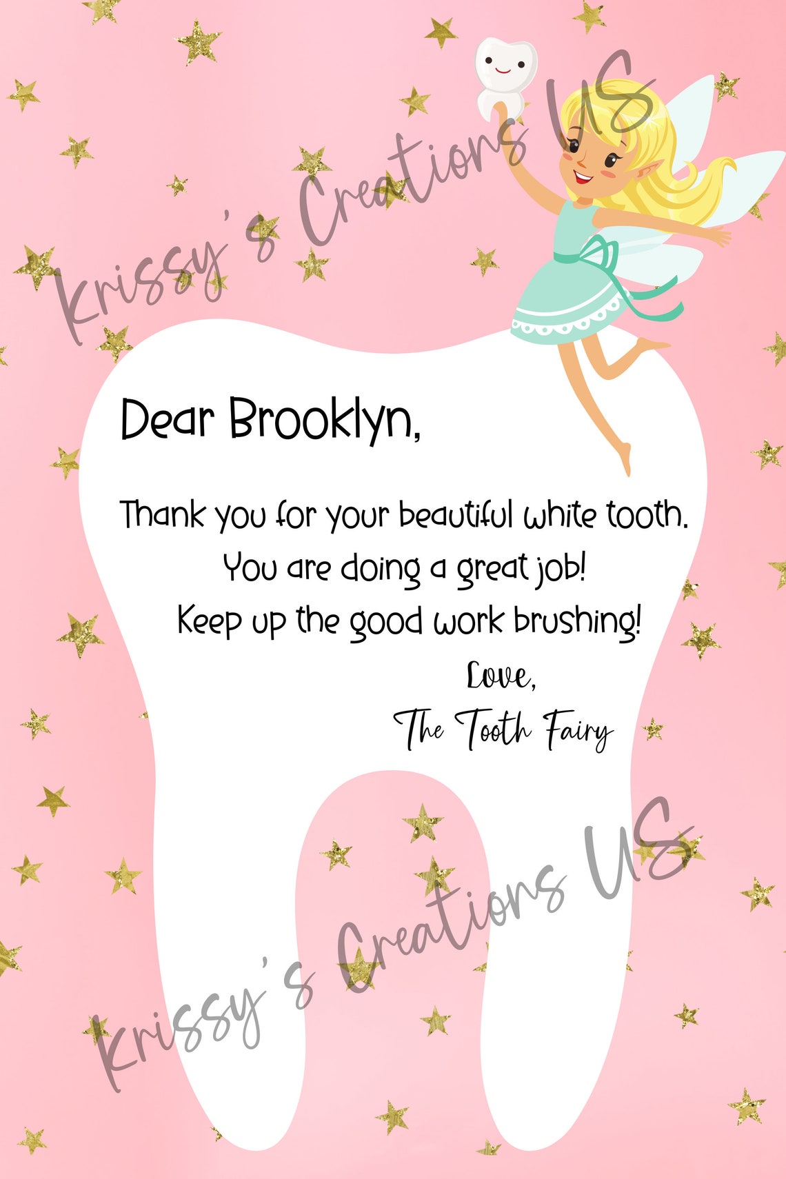 Printable Editable Letter From Tooth Fairy Girl and Boy, Digital ...