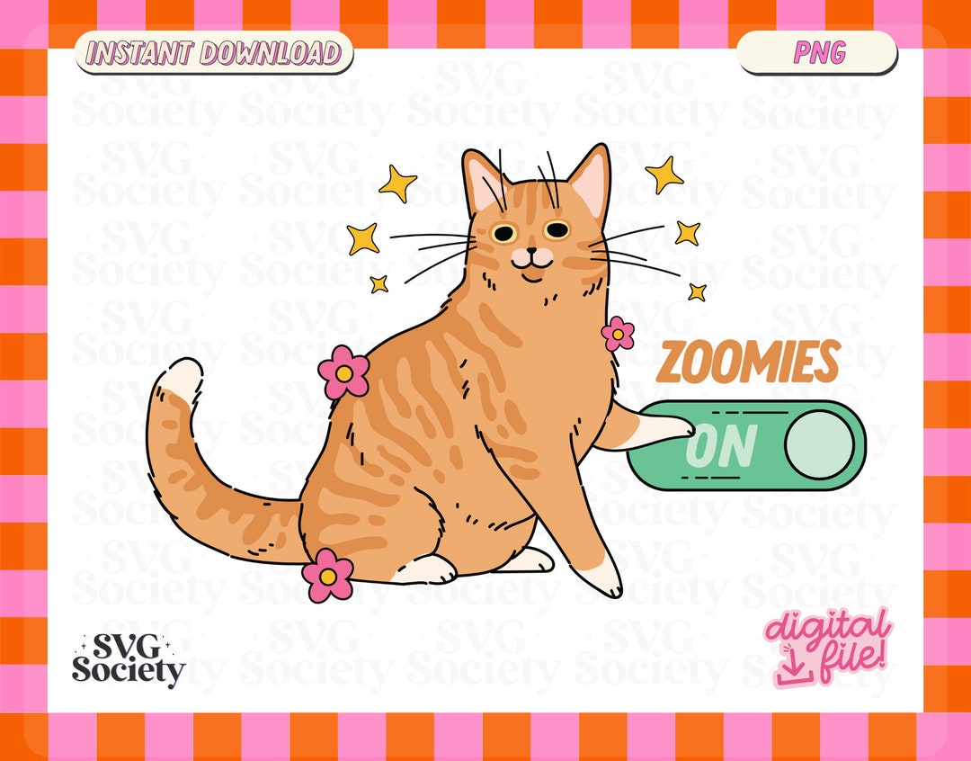 Cat Zoomies PNG, Funny Cat Png, Digital Design for Sticker, Tshirt
