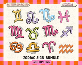 Ensemble PNG signe du zodiaque : graphiques d'astrologie (téléchargement numérique)