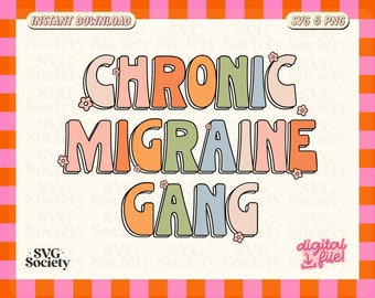 Migraine chronique gang SVG PNG : conception drôle de sublimation (téléchargement numérique)