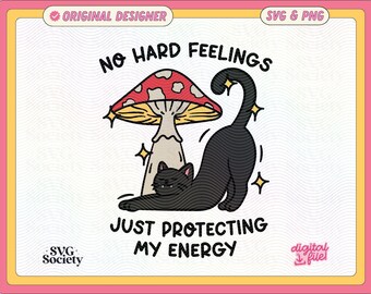 Protecting Energy Black Cat SVG: Trendy Artsy Design (Digital File)