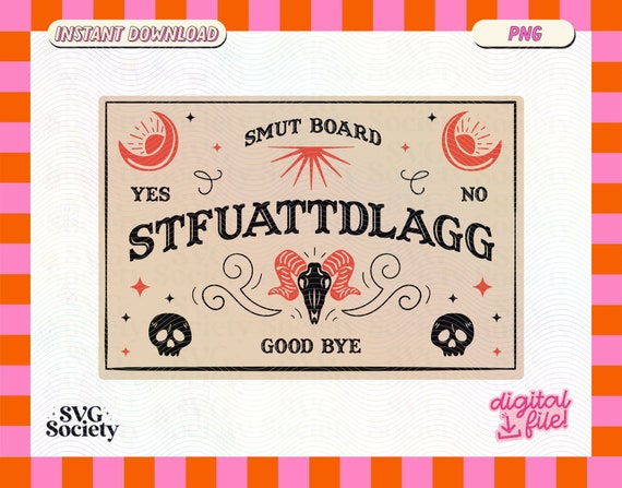 Smut Ouija Board PNG File: Gothic Bookish Design (Commercial Use)