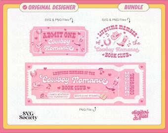 Cowboy Romance SVG PNG-bundel: leesgrage stickers, shirts, mokken (digitale download)