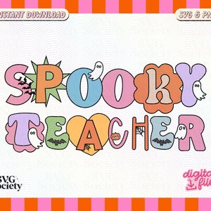 Spooky Teacher Halloween Design: Artsy SVG PNG File (Commercial Use)