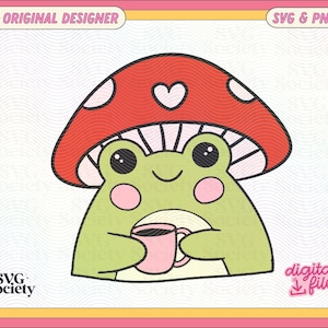 Cute Mushroom Frog PNG • Frog PNg, Cute Frog Png, Mental Health Png, Cut File for Cricut, Mental Health Matters Svg, Therapy Svg, Mushie Png
