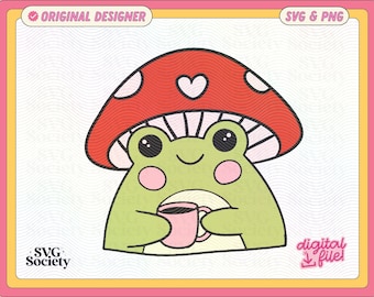 Cute Mushroom Frog PNG • Frog PNg, Cute Frog Png, Mental Health Png, Cut File for Cricut, Mental Health Matters Svg, Therapy Svg, Mushie Png