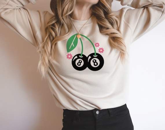 Retro 8 Ball Cherries SVG PNG: Groovy Design for Merch (digital
