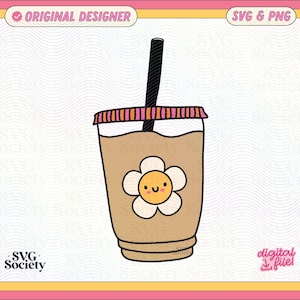 Iced Coffee PNG SVG, Iced Coffee Lover Png, Iced Coffee Illustration Png, Iced Coffee Svg, Coffee Png, Hand-drawn Png, Caffeine Png, DTF