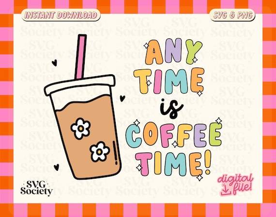 Retro Iced Coffee SVG PNG: Coffee Lover Design (Digital Download)